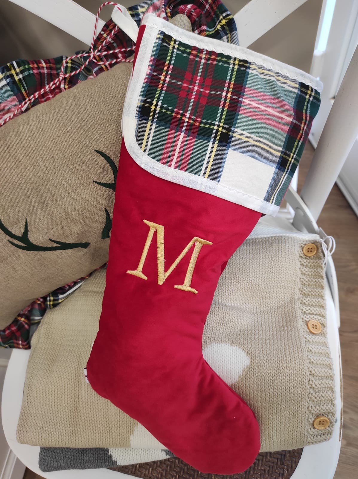 Calza di Natale in velluto e tartan MONOGRAM