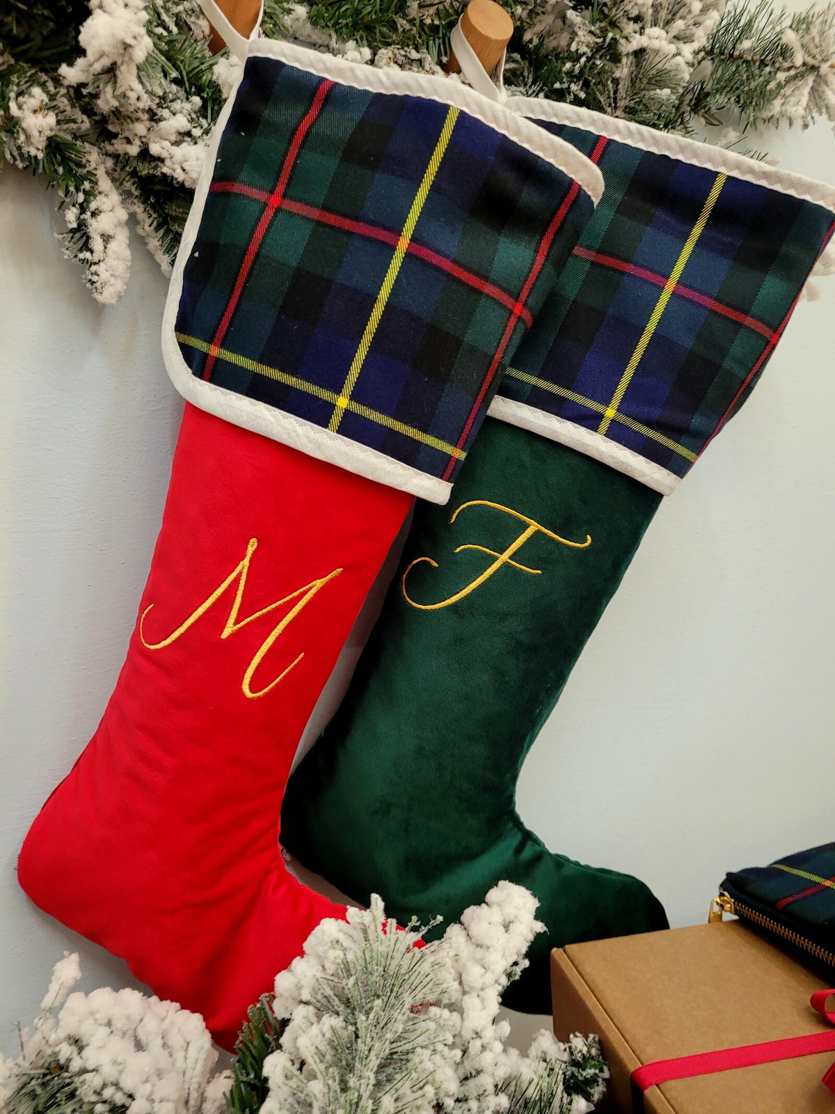Calza di Natale in velluto e tartan MONOGRAM