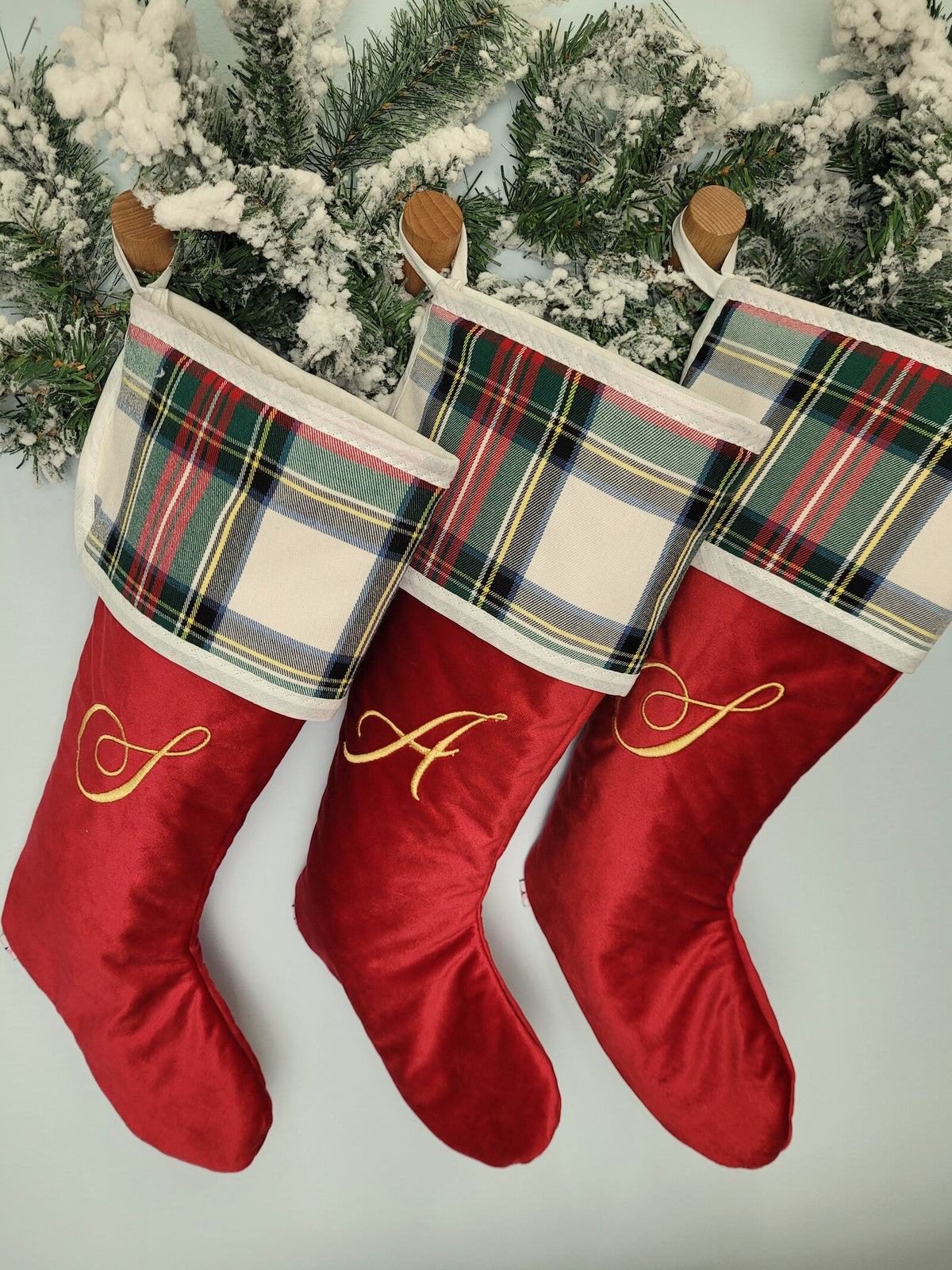 Calza di Natale in velluto e tartan MONOGRAM