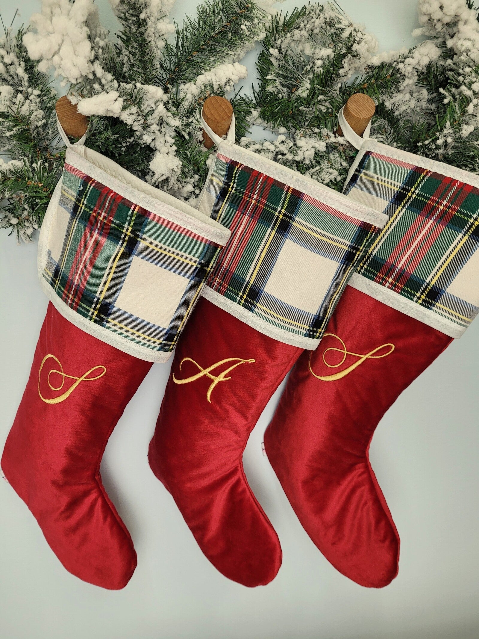 Calza di Natale in velluto e tartan MONOGRAM