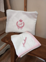 Coordinato cambio personalizzato, pochette con quadrato di cotone