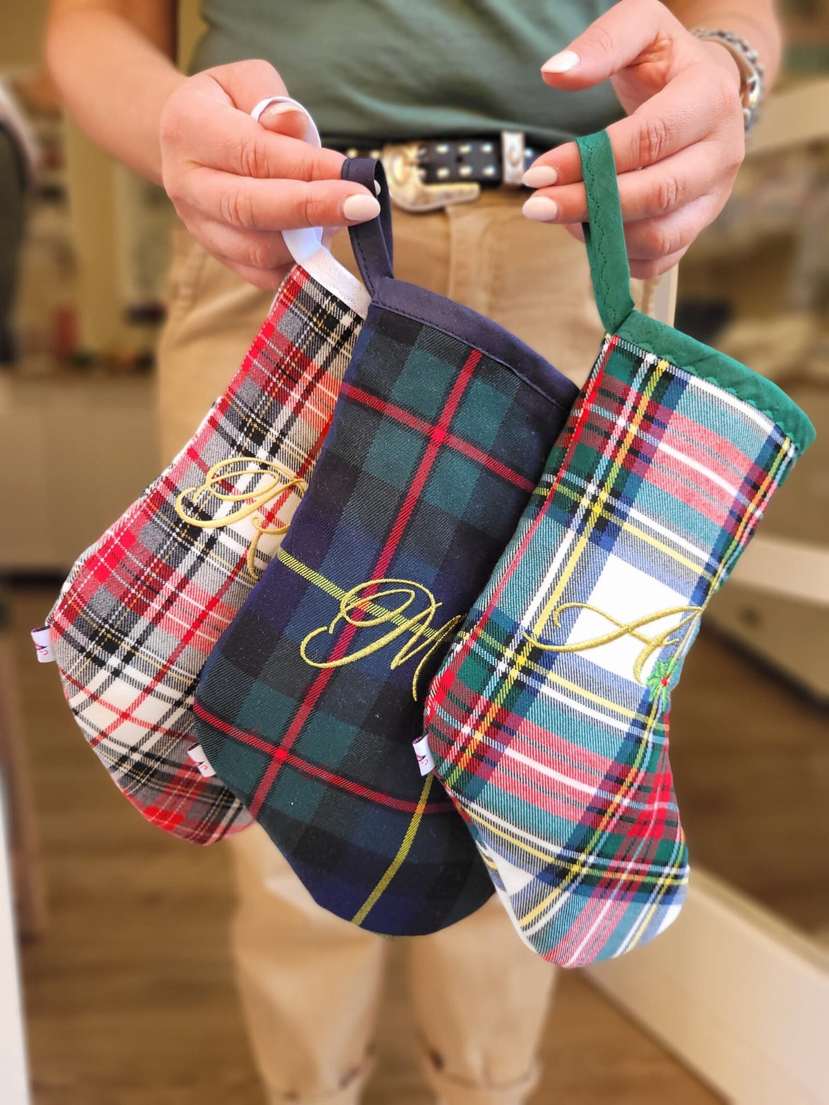 Calza di Natale Tartan MONOGRAM