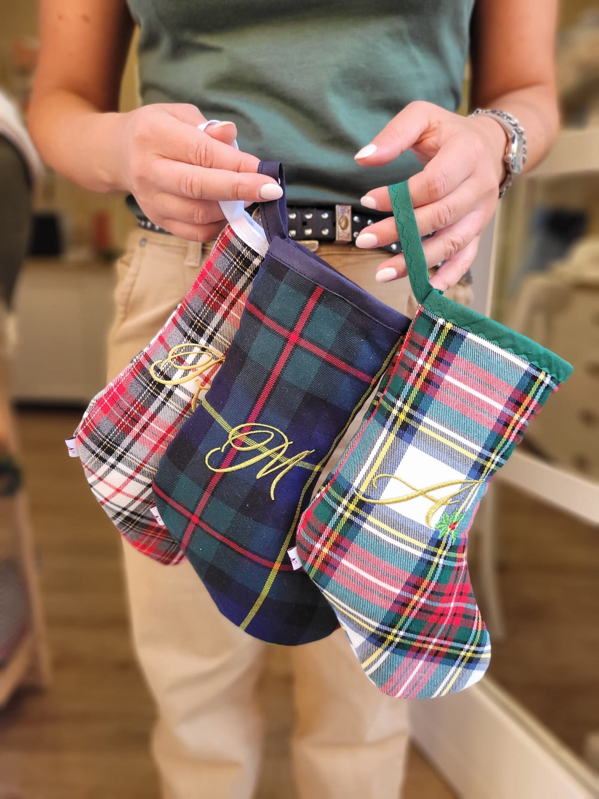 Calza di Natale Tartan MONOGRAM