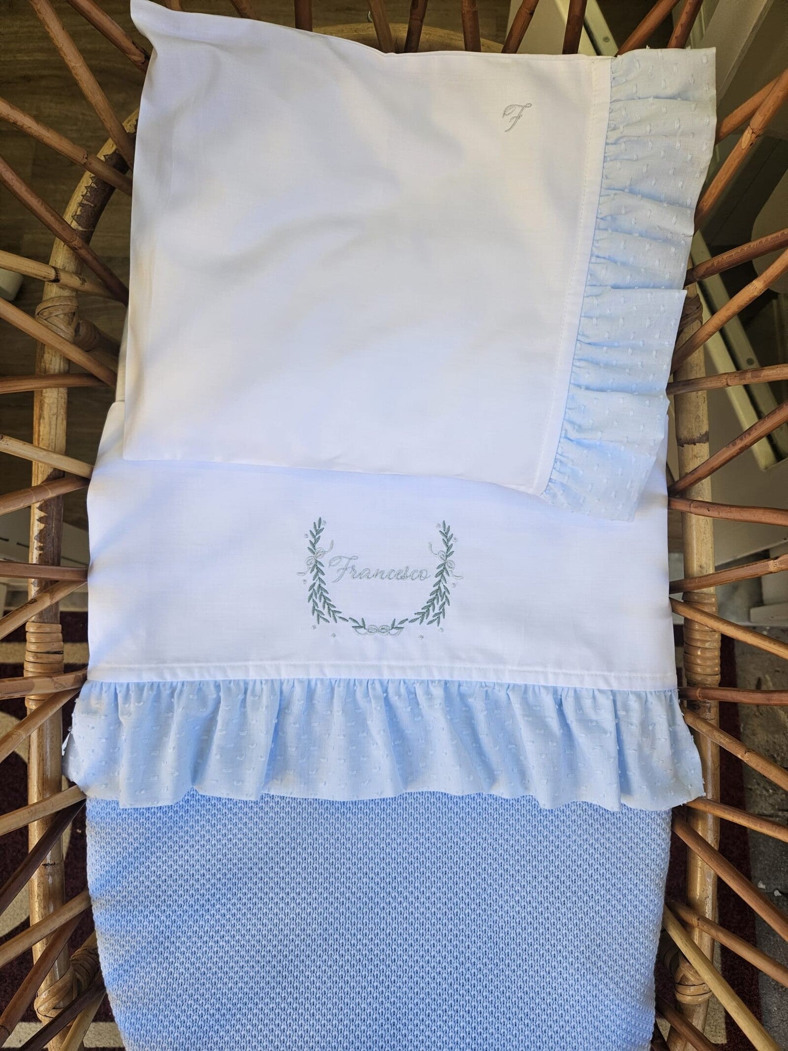 Lenzuolino con rouche in plumetis