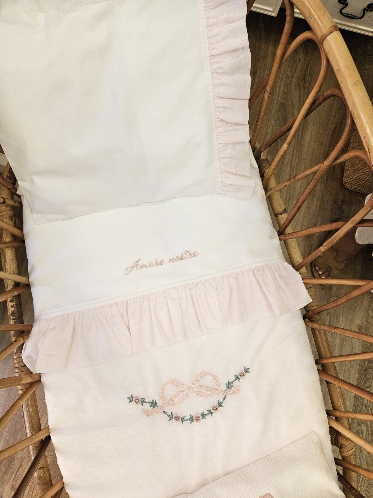 Lenzuolino con rouche in plumetis