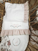 Lenzuolino con doppia rouche in lino