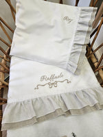 Lenzuolino con doppia rouche in lino