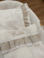 Lenzuolino con doppia rouche in lino