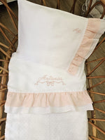 Lenzuolino con doppia rouche in lino