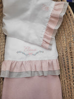 Lenzuolino con doppia rouche in lino