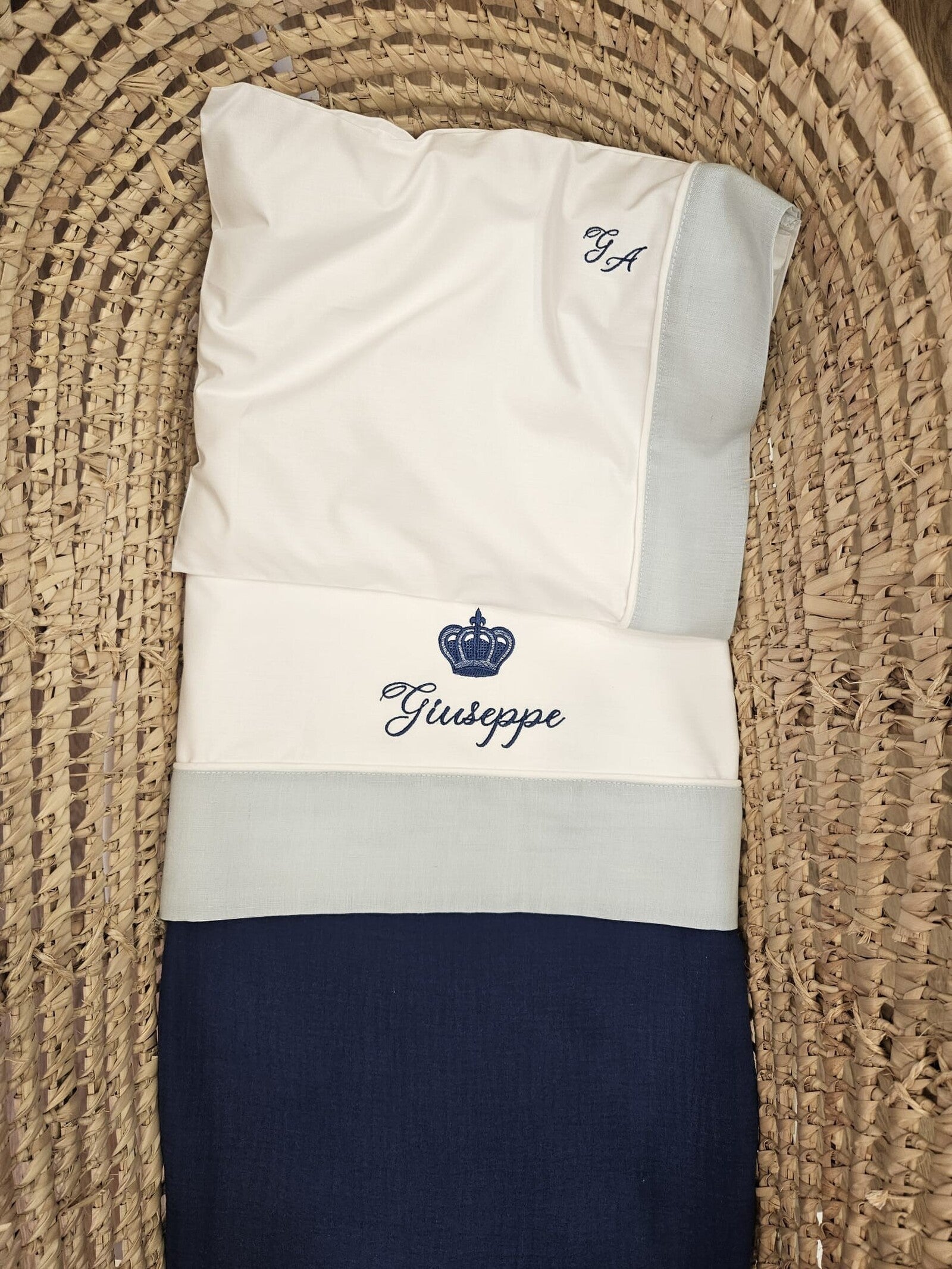 Lenzuolino personalizzato con fascia in lino