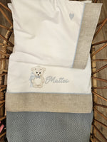 Lenzuolino personalizzato con fascia in lino