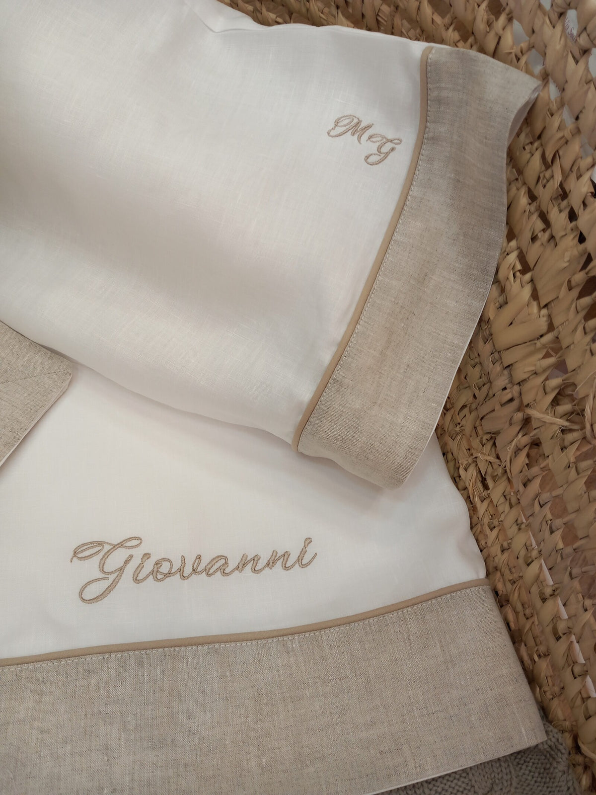 Lenzuolino personalizzato con fascia in lino