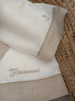 Lenzuolino personalizzato con fascia in lino