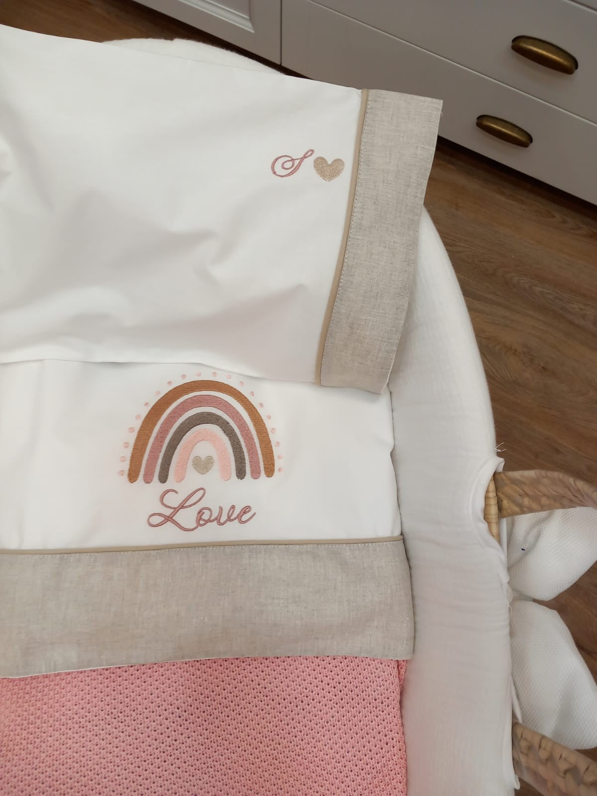 Lenzuolino personalizzato con fascia in lino