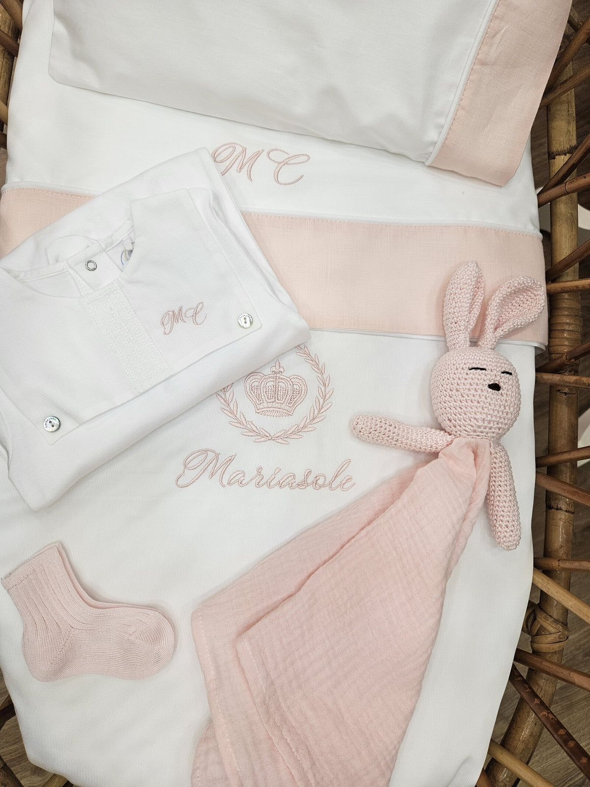 Lenzuolino personalizzato con fascia in lino