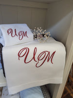 Coppia di asciugamani in puro lino con punto a giorno