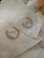 Coppia di asciugamani in puro lino con punto a giorno