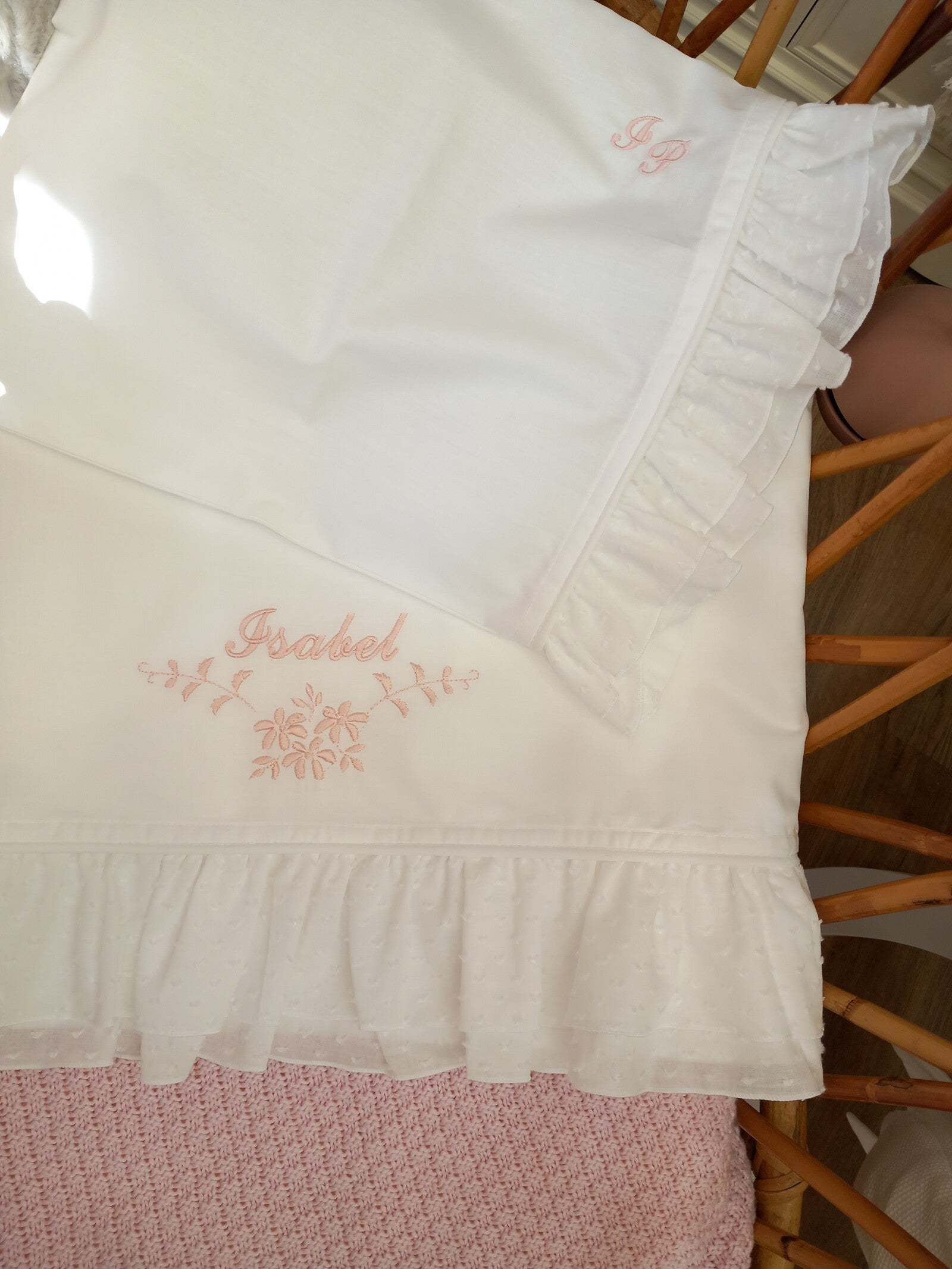 Lenzuolino con doppia rouche di plumetis