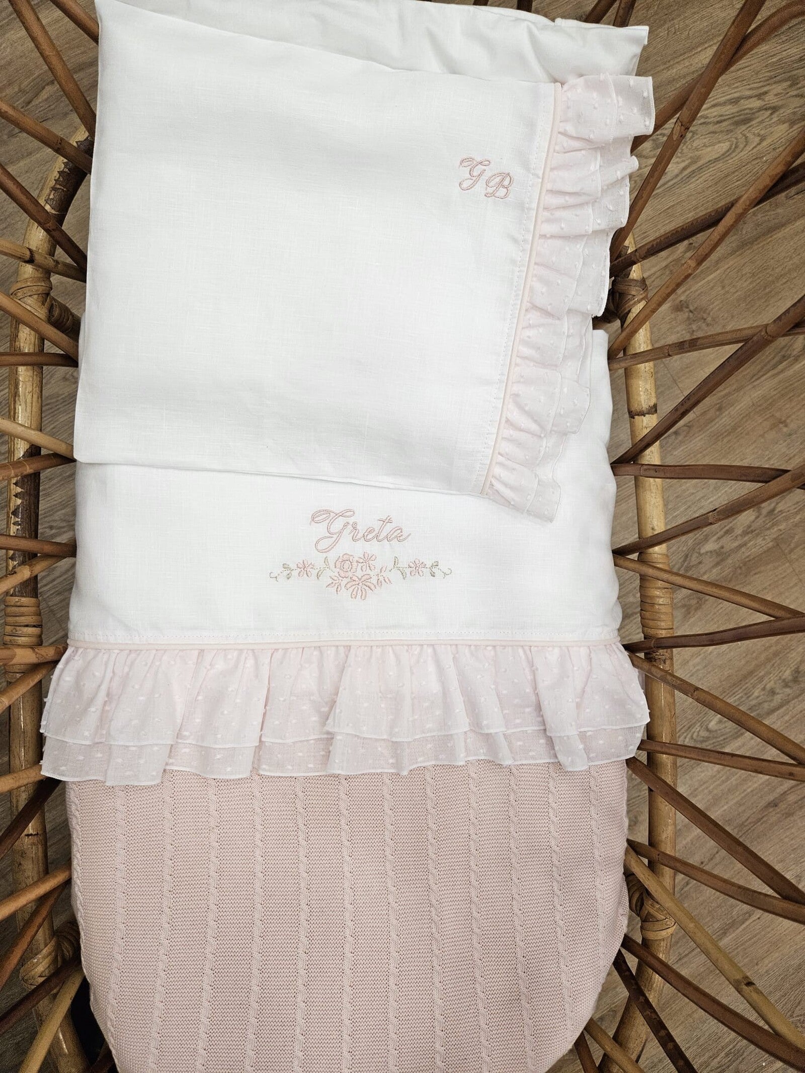 Lenzuolino con doppia rouche di plumetis