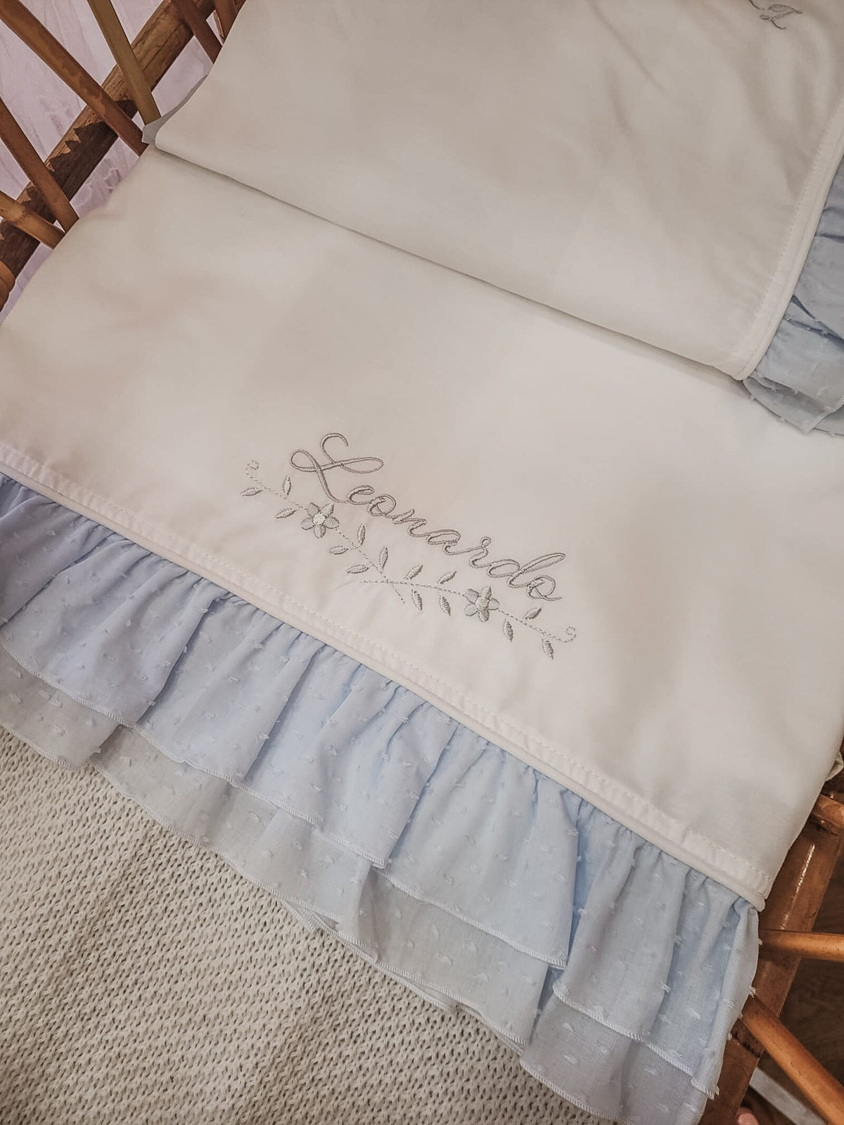 Lenzuolino con doppia rouche di plumetis