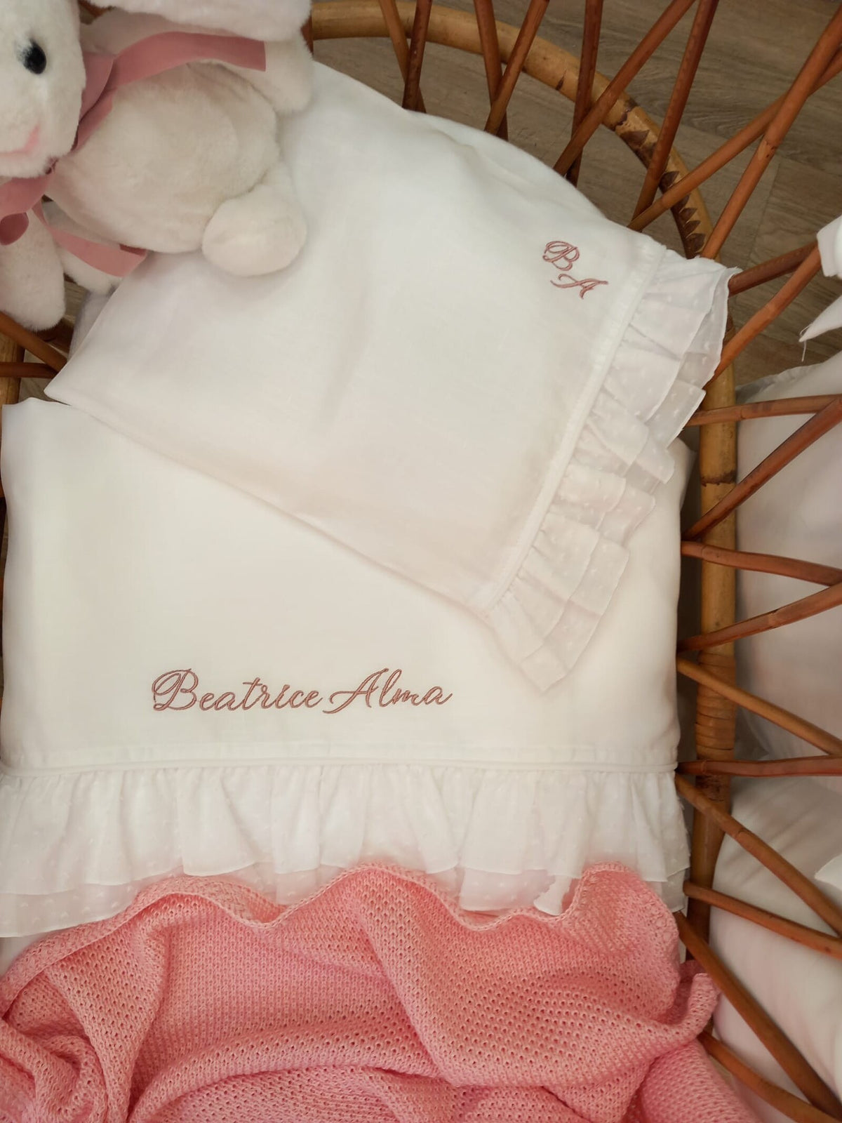 Lenzuolino con doppia rouche di plumetis