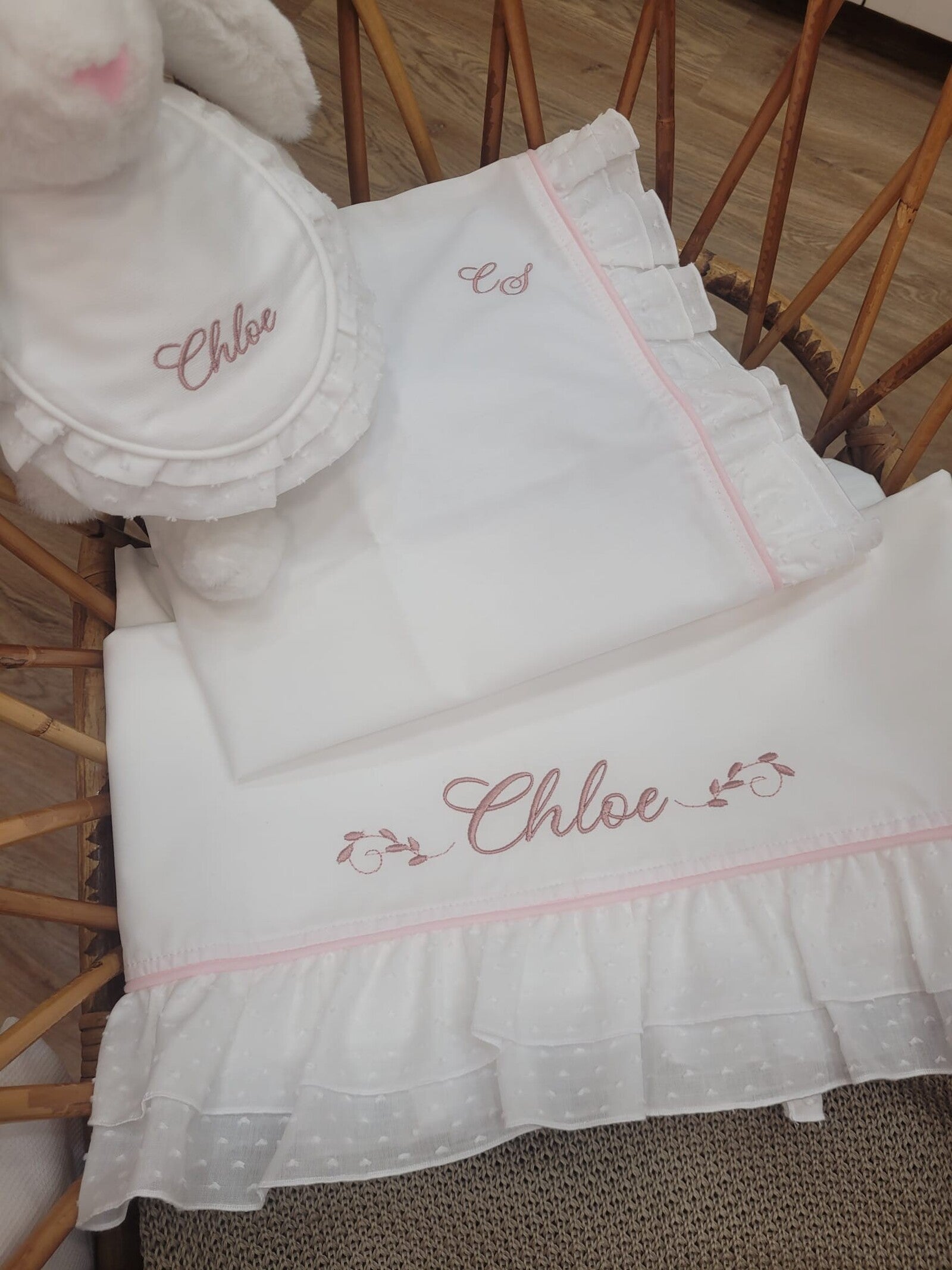 Lenzuolino con doppia rouche di plumetis