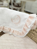 Quadrato in lino con doppia rouche