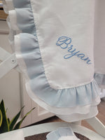 Quadrato in lino con doppia rouche