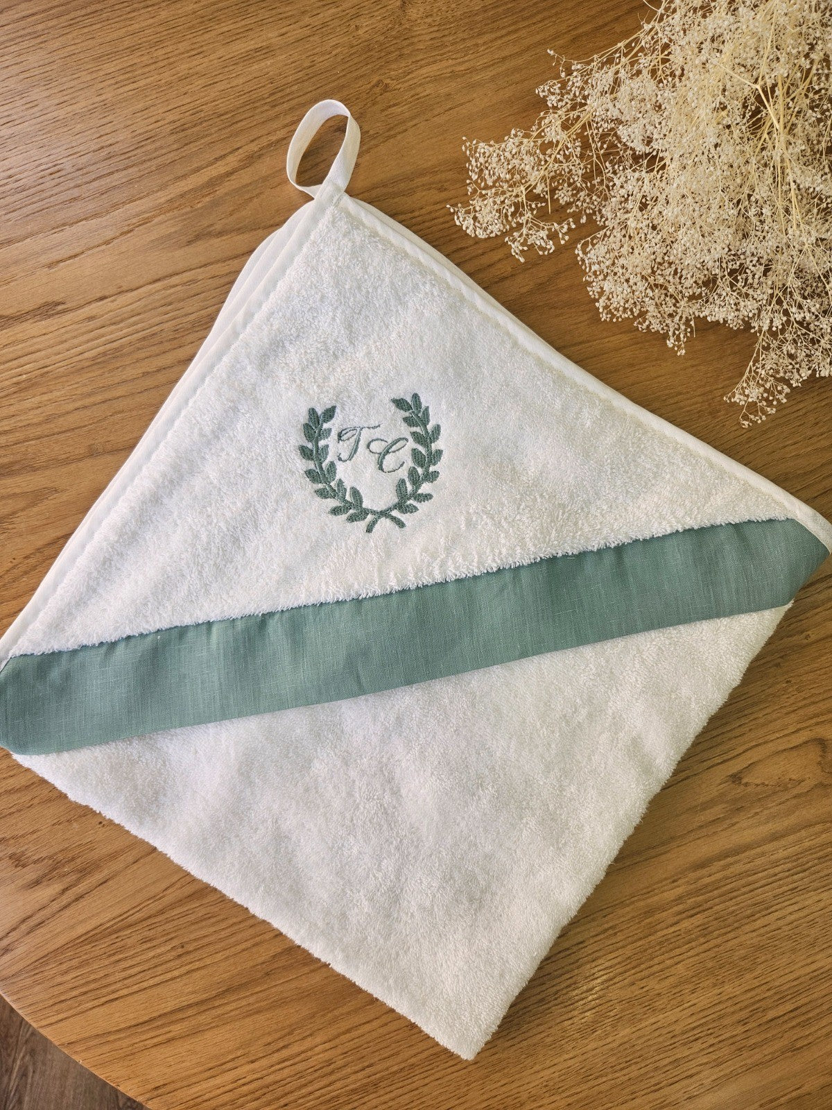 Accappatoio neonato in spugna di cotone e lino