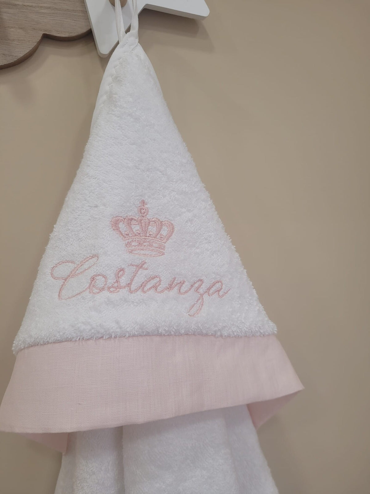 Accappatoio neonato in spugna di cotone e lino