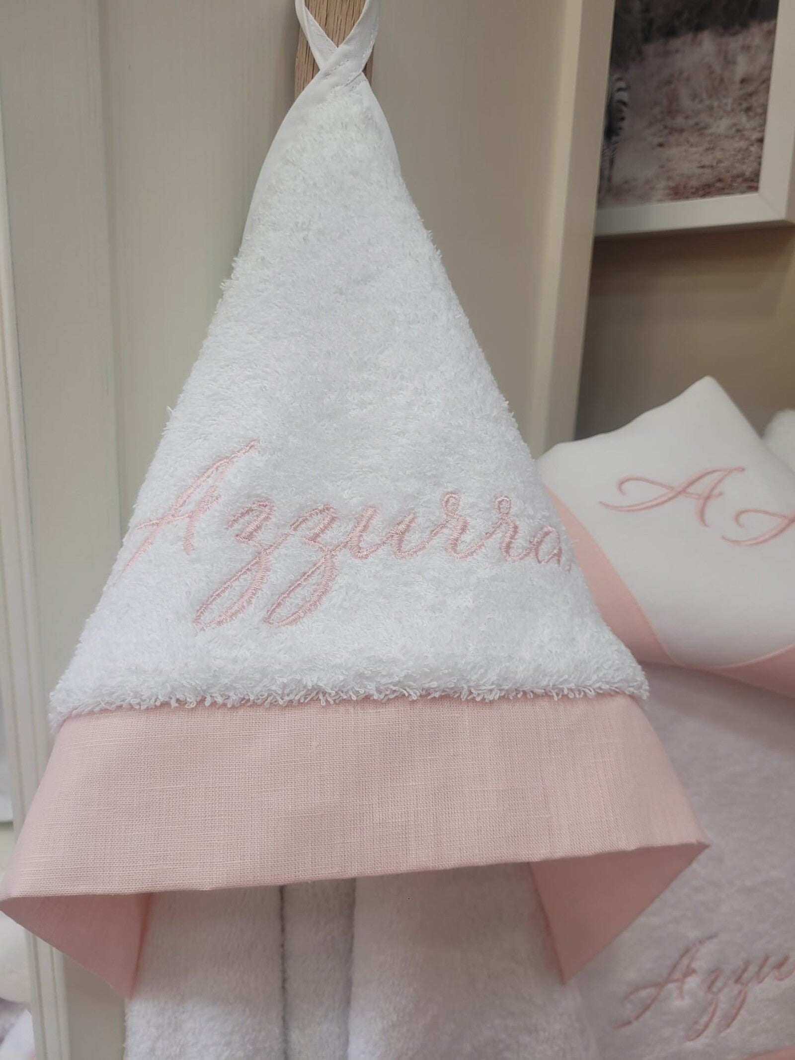 Accappatoio neonato in spugna di cotone e lino