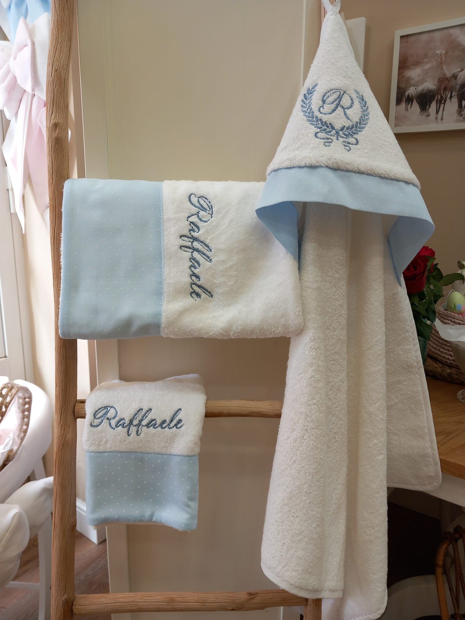 Coordinato bagno in spugna e piquè di cotone