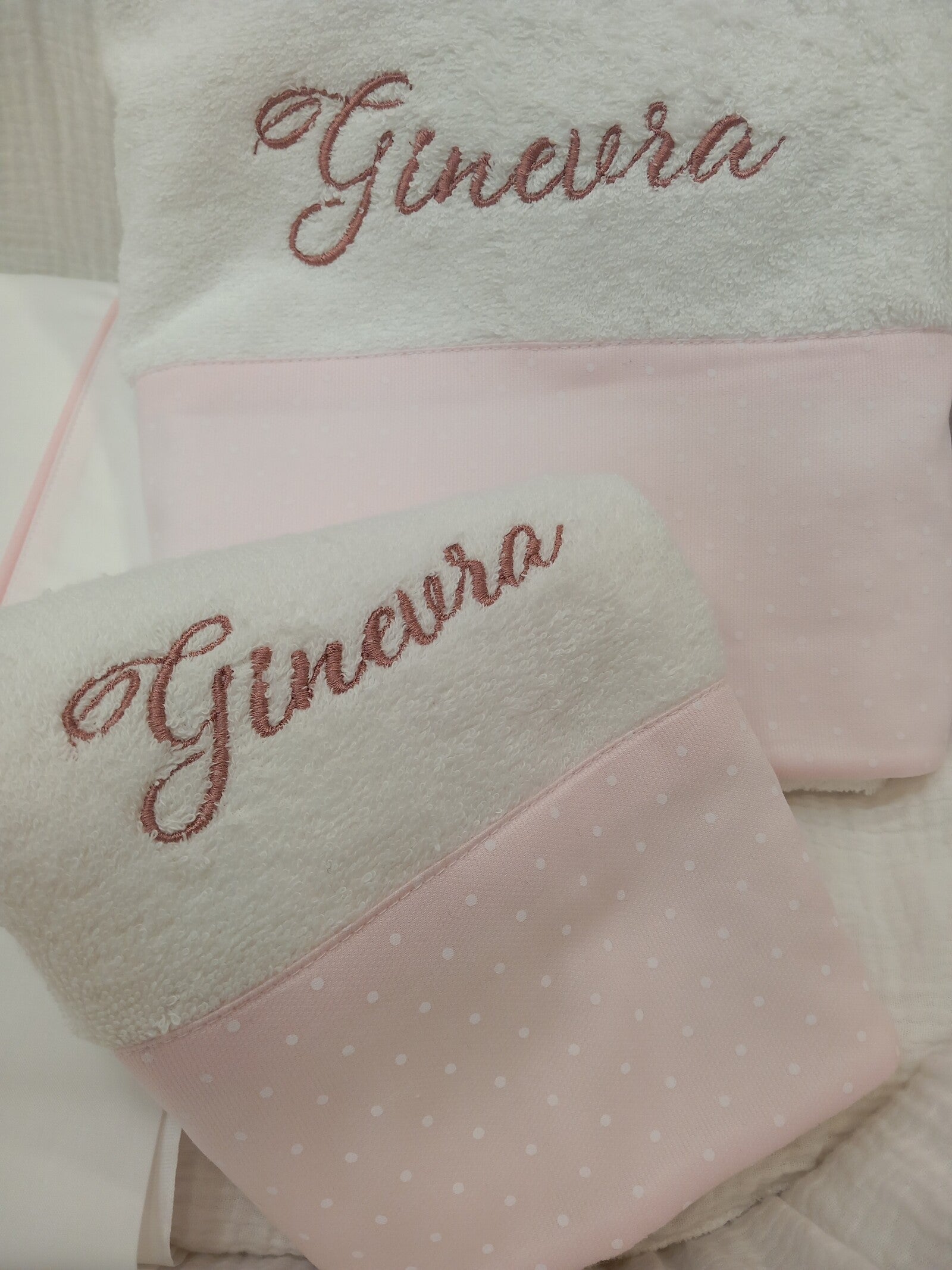 Coppia di asciugamani spugna bianca Basic