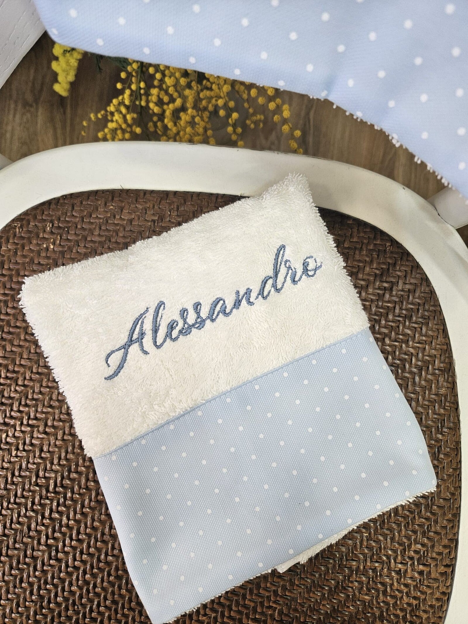 Coppia di asciugamani spugna bianca Basic