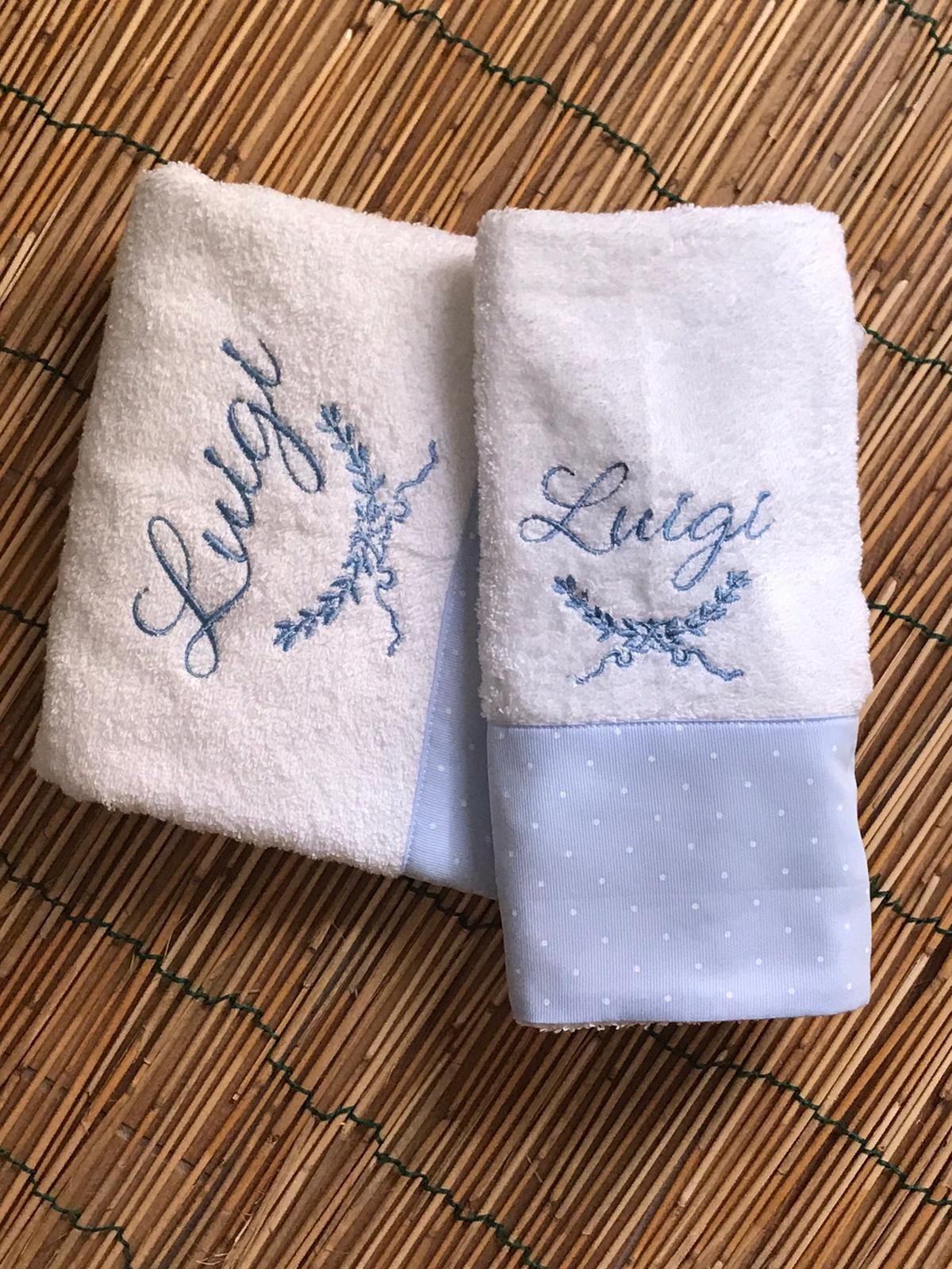 Coppia di asciugamani spugna bianca Basic