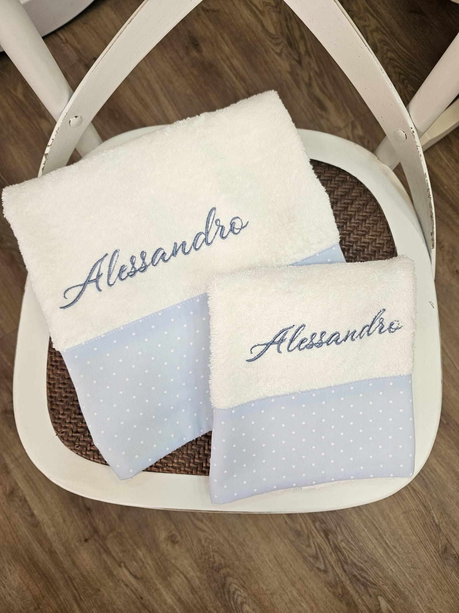 Coppia di asciugamani spugna bianca Basic