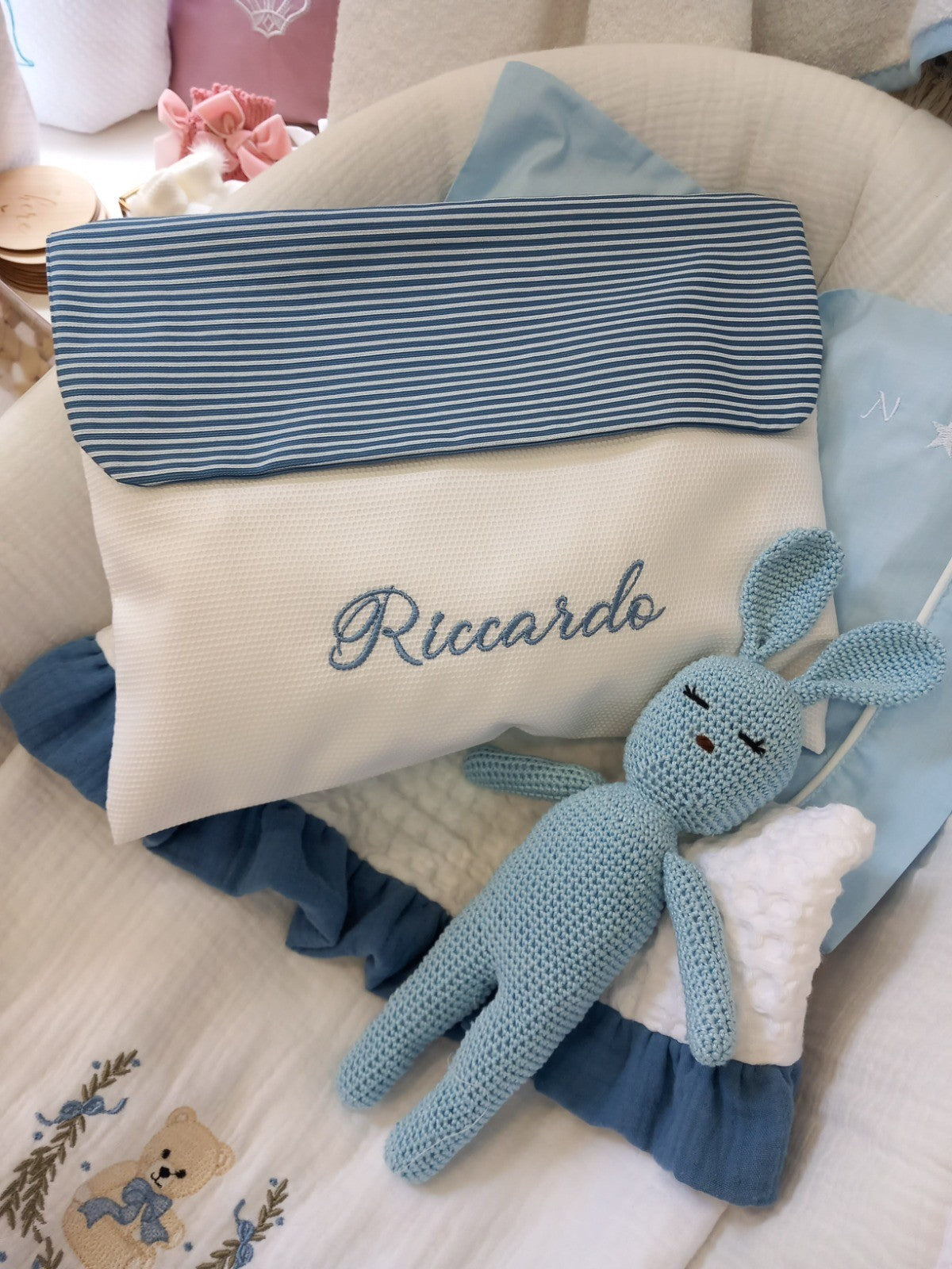 Busta nascita con pattina millerighe