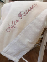 Coppia di asciugamani in spugna di bamboo e plumetis