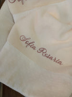 Coppia di asciugamani in spugna di bamboo e plumetis