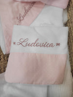 Coppia di asciugamani in spugna di bamboo e plumetis