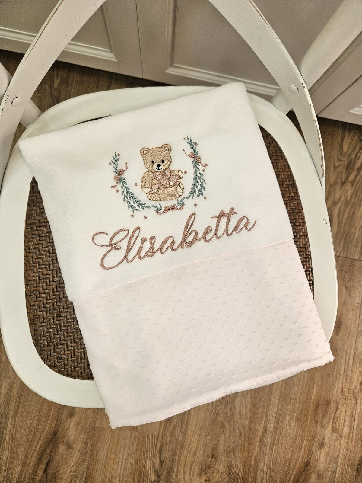 Telo bagnetto in spugna di bamboo e plumetis