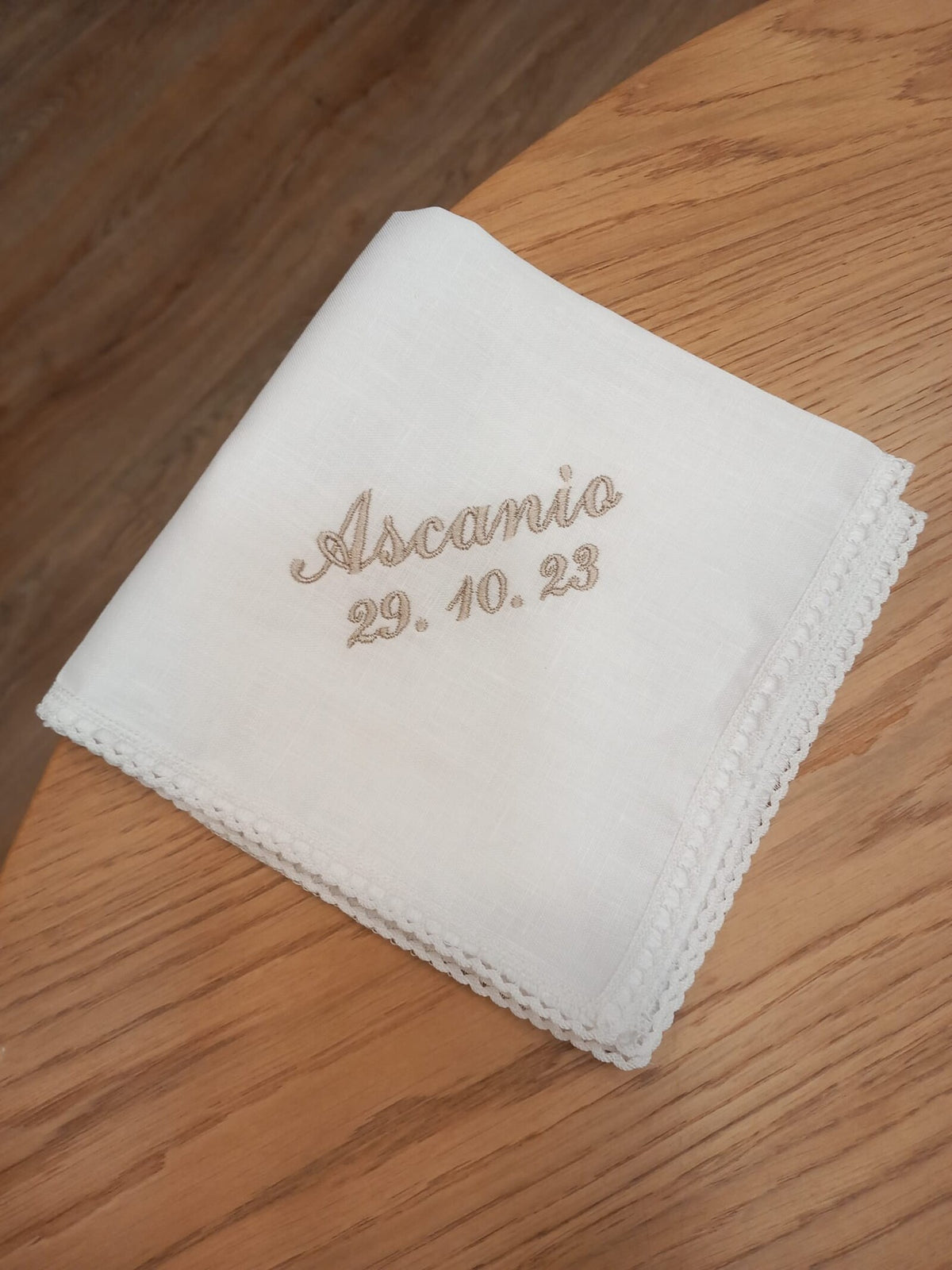 Fazzoletto battesimale con merlettino