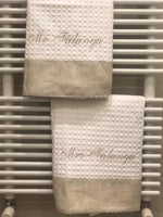 Asciugamani in apone con fascia in lino