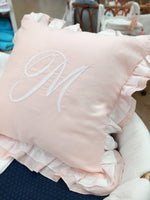 Cuscino in lino con doppia rouche