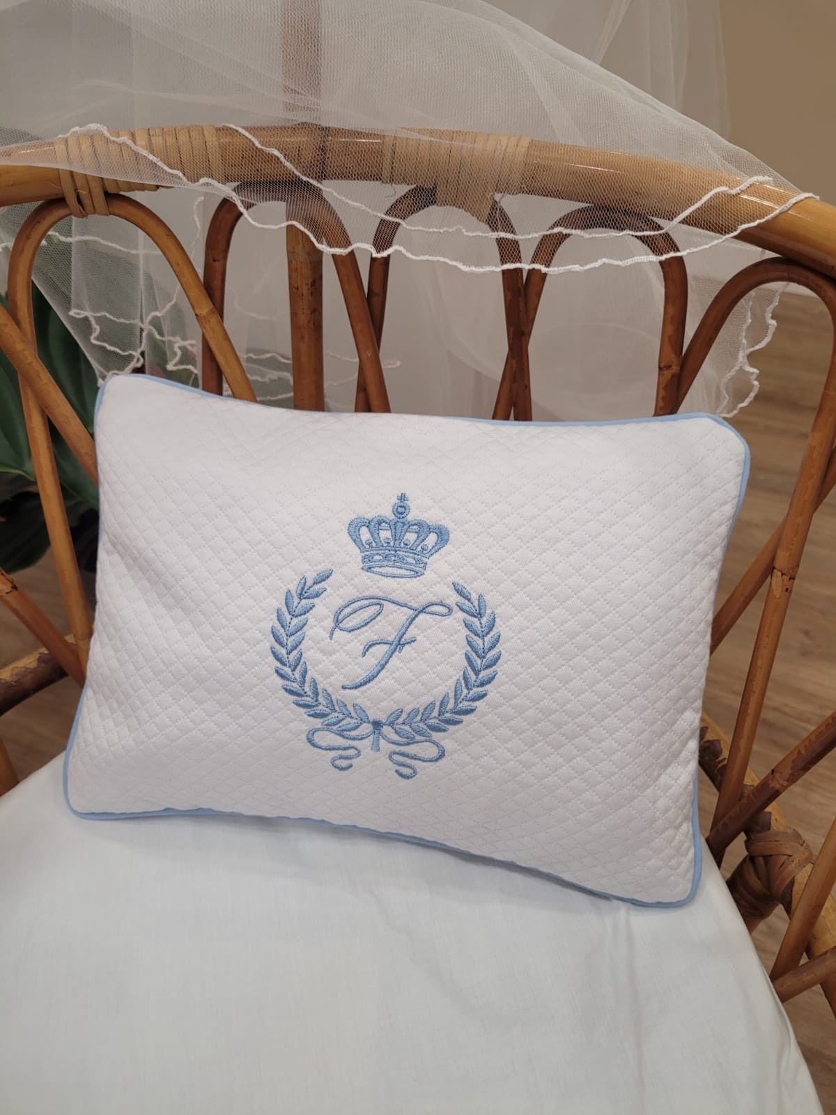 Cuscino Monogram rombino bianco