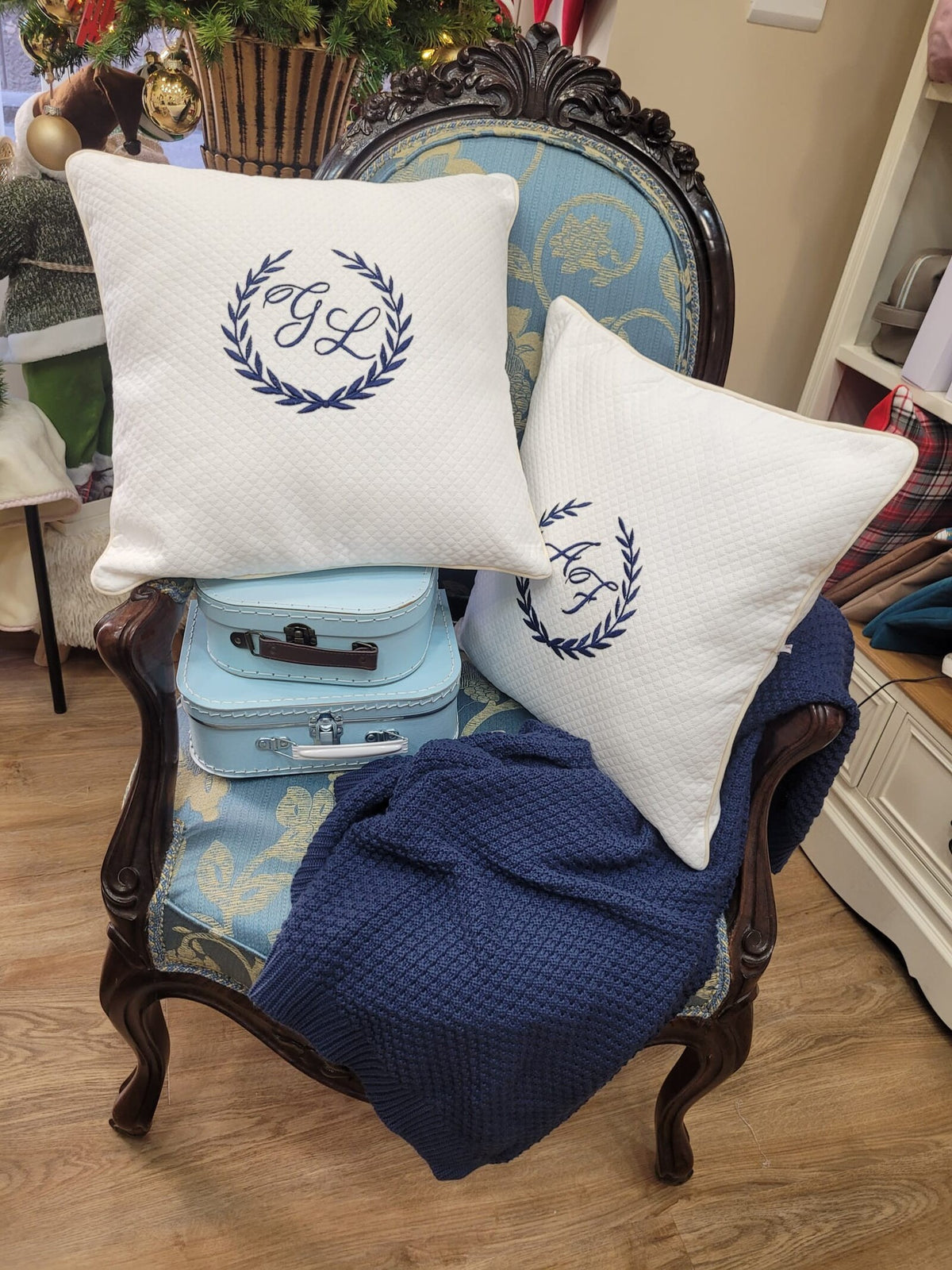 Cuscino Monogram rombino bianco