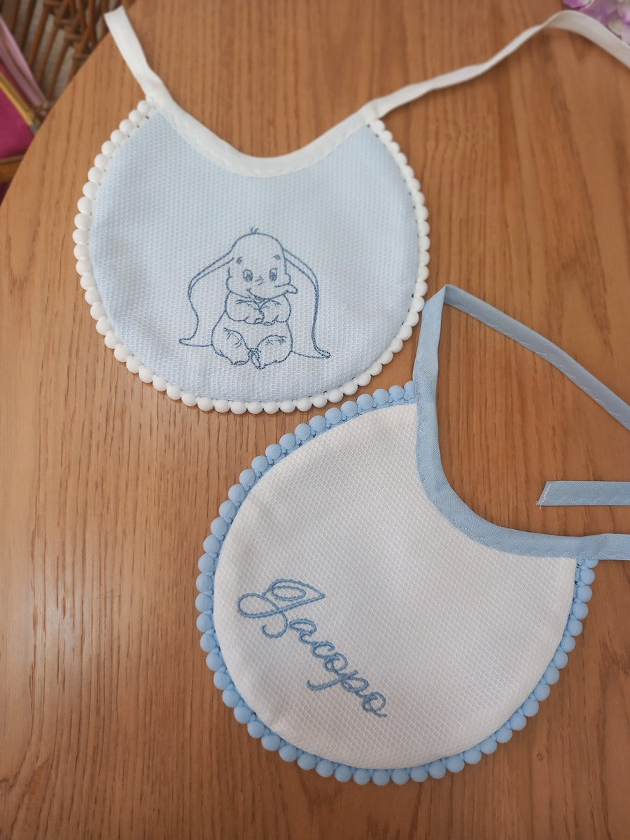 Bavaglino Baby Love con pon pon