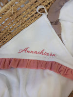 Accappatoio quadrato spugna di bamboo con rouche in mussola