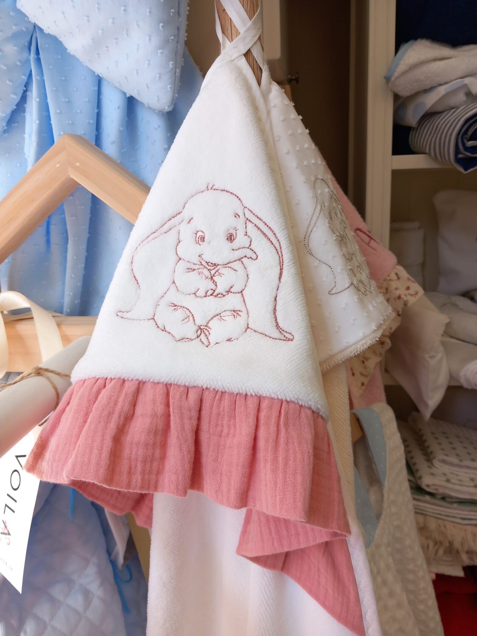 Accappatoio quadrato spugna di bamboo con rouche in mussola